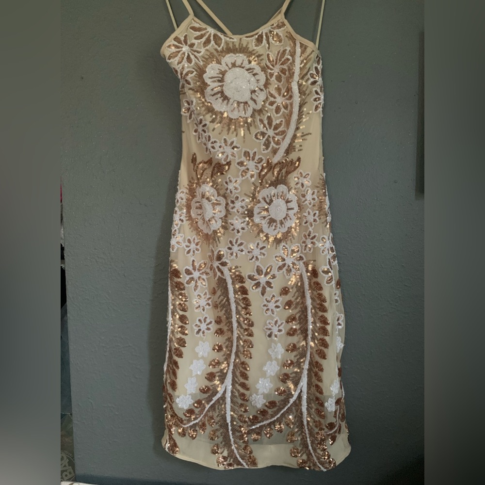 Fashion nova Ivory Sequin dress size M